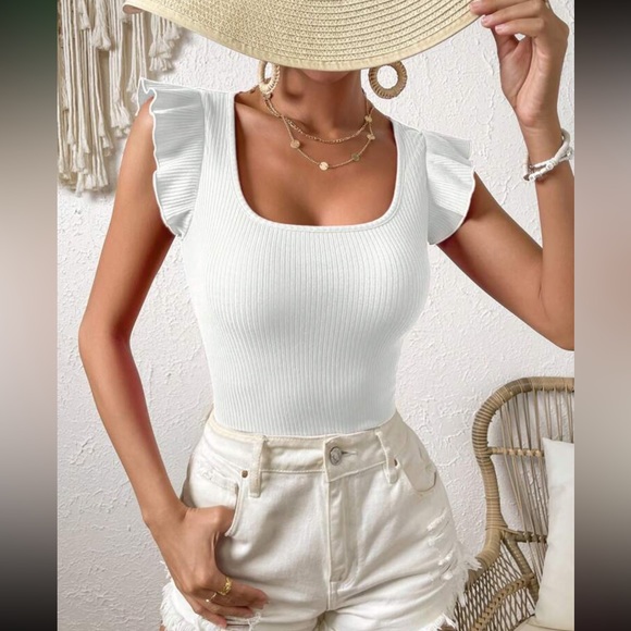 Boho ruffle trim ribbed knit top - Picture 11 of 16